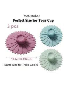 1件/3件硅胶杯盖密封带手柄创意向日葵杯盖马克杯玻璃陶瓷杯防尘防漏北欧杯盖饮具厨房餐厅