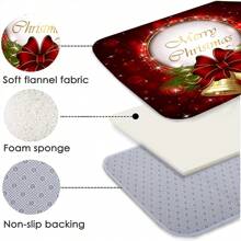 1/4 pièces Ensemble de rideau de douche de Noël, Rideau de douche avec cloche de Noël rouge joyeux Noël, Tapis de bain, Avec 12 crochets gratuits, Accessoires de salle de bain, Décoration de salle de bain d'été
