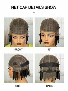 Tóc giả tết cho phụ nữ Tóc giả tết hộp ren toàn bộ Tóc giả Bob Loc ngắn Tóc giả tết ren tổng hợp phía trước với tóc trẻ em Tóc giả Faux Locs thủ công - màu đen - Xem 11