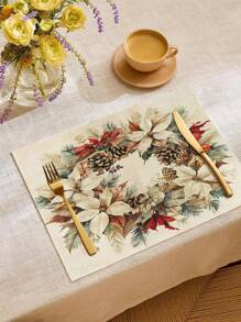 1pc Vintage Christmas Wreath Pattern Table Runner, Christmas Home Decor Table Runner For Indoor Outdoor Party, Suitable For Christmas Home Kitchen Decor And Christmas Event Party Decoration