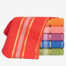 Kit 3 Large Thick Plush Bath Towels Luxury Giant Julia 70x130cm 100% Cotton - Màu xanh lam - Xem 2