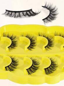 MAGEFY 5pairs/Set 3D Faux Mink Hair Fluffy False Eyelashes With Leaf-Shaped Tray+Double Ended Eyebrow Grooming Tool+Eyebrow Brush,Natural Looking, 3D Natural Spiky Manga Lashes Fluffy Wispy Soft Lashes Fake Eyelashes False Eyelashes Strip,Natural Soft Eyelash Criss Cross Wispy Fluffy Lashes,Naturally Slender, Curled And Enlarged Eyes,For Women To Use Travel, Party For Parties Travel School Daily Work Etc - 交叉款 - 查看 8