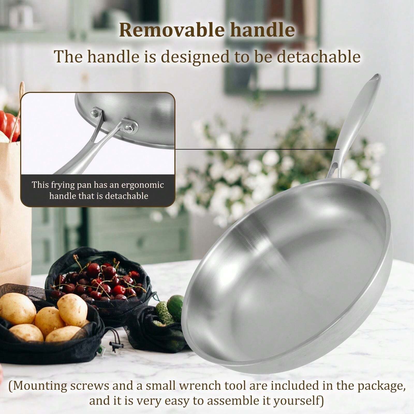 Stainless Steel Frying Pan Versatile Professional Cookware Safe Even