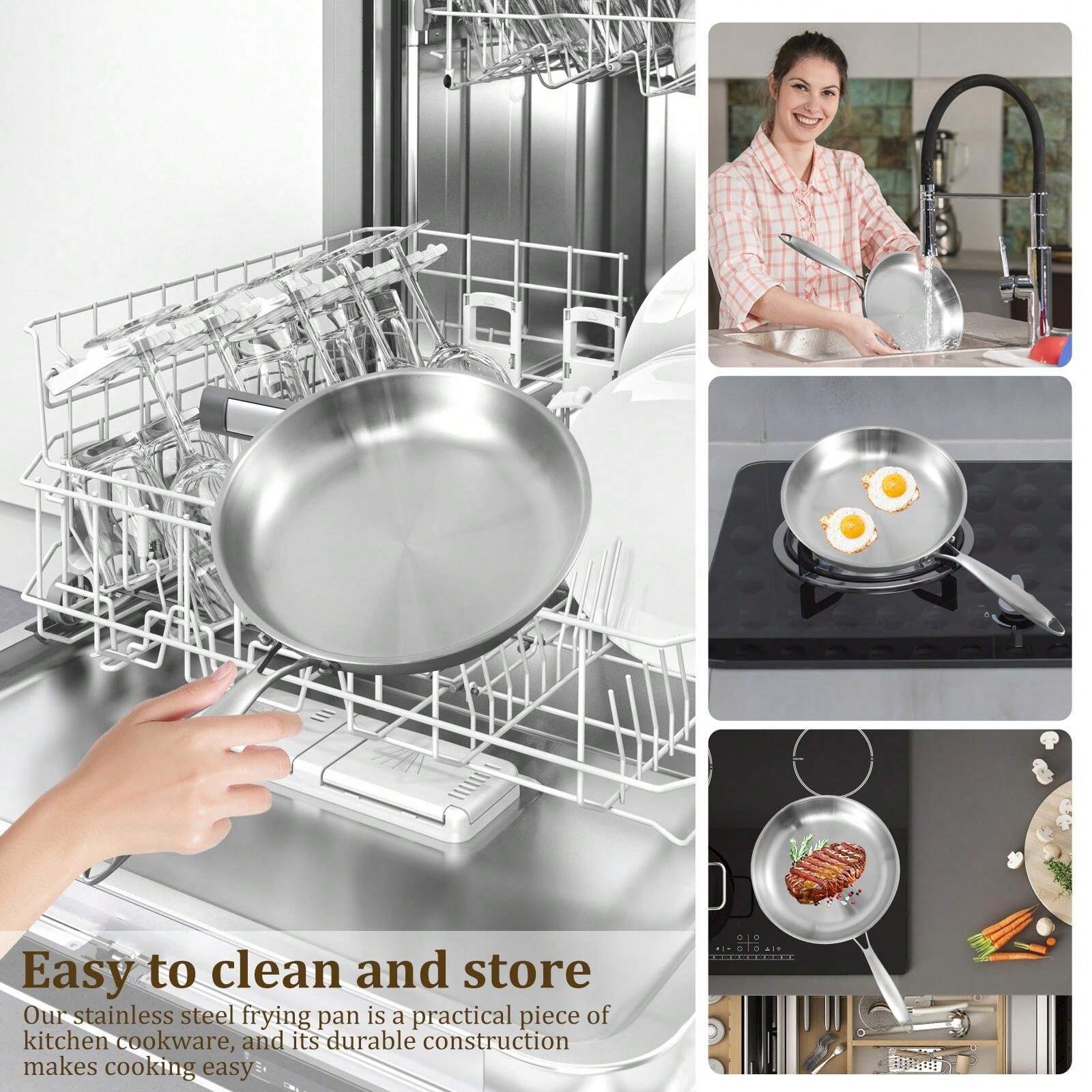 Stainless Steel Frying Pan Versatile Professional Cookware Safe Even