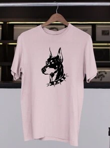 Camiseta Dobermann Old School Estilosa Skate Streetwear Skatista Tumblr Várias Cores 100% Algodão - Rosa chiclete - Visão 2