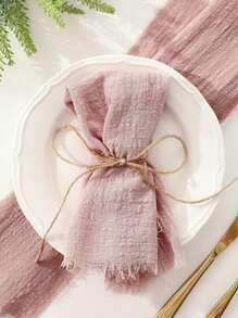 2/6/12/300pcs Simple Fresh Fringed Cloth Napkins, Soft & Absorbent, Suitable For Party, Wedding, Restaurant, Dining Table Decor