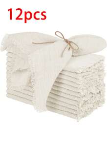 2/6/12/300pcs Simple Fresh Fringed Cloth Napkins, Soft & Absorbent, Suitable For Party, Wedding, Restaurant, Dining Table Decor