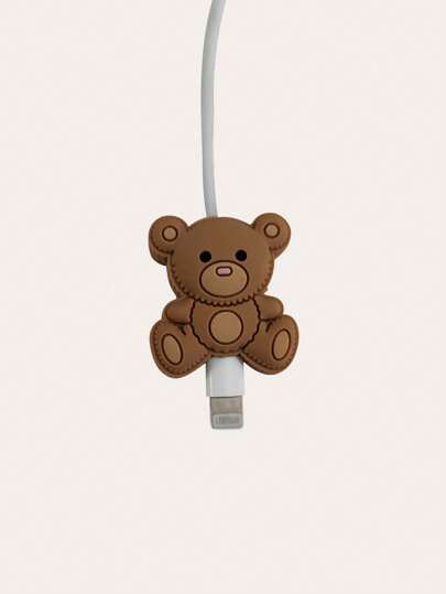 Bear & Apple Pattern Data Cable Protector Case, Universal Android Charging Cable Sleeve Charger Protector