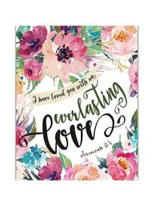 1 件植物圣经诗句海报印刷帆布画蝴蝶花卉基督教壁画励志名言图片适用于家庭房间装饰无框架