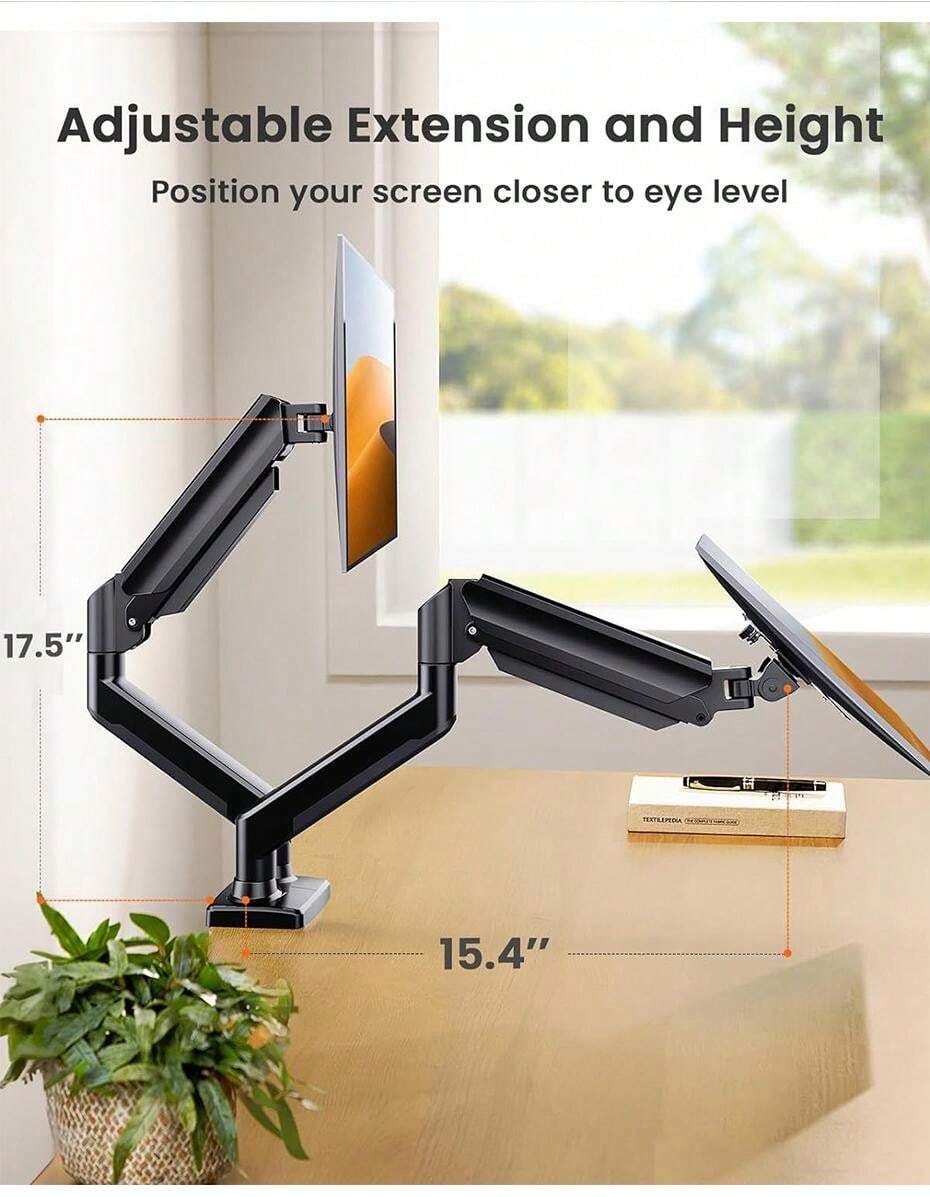 Monitor Stand For 1332 Inches Screens, Dual Monitor Mount Gas Spring