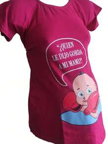 Playera Estampada Maternidad Premama Guantes - Rojo - Ver 2