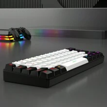 61-Key Wired Membrane Gaming Keyboard With RGB Backlight, Suitable For PC/Gamers, Typists, Travelers And Business Users, Compact And Portable - G61-WB - 查看 8