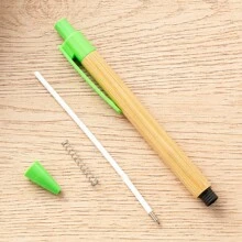 4 件装多色按钮竹笔酒店/办公室/学生礼品圆珠笔，竹筒圆珠笔适合日常办公和学习 - 按下原子筆 - 查看 5