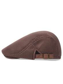 Men's Solid Color Newsboy Cap, Suitable For Everyday Wear In Autumn And Winter - Brown - View 3