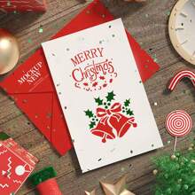 24 件圣诞节 PET 绘画模板，用于喷绘圣诞图案的镂空绘图模板 - 白色 - 查看 4