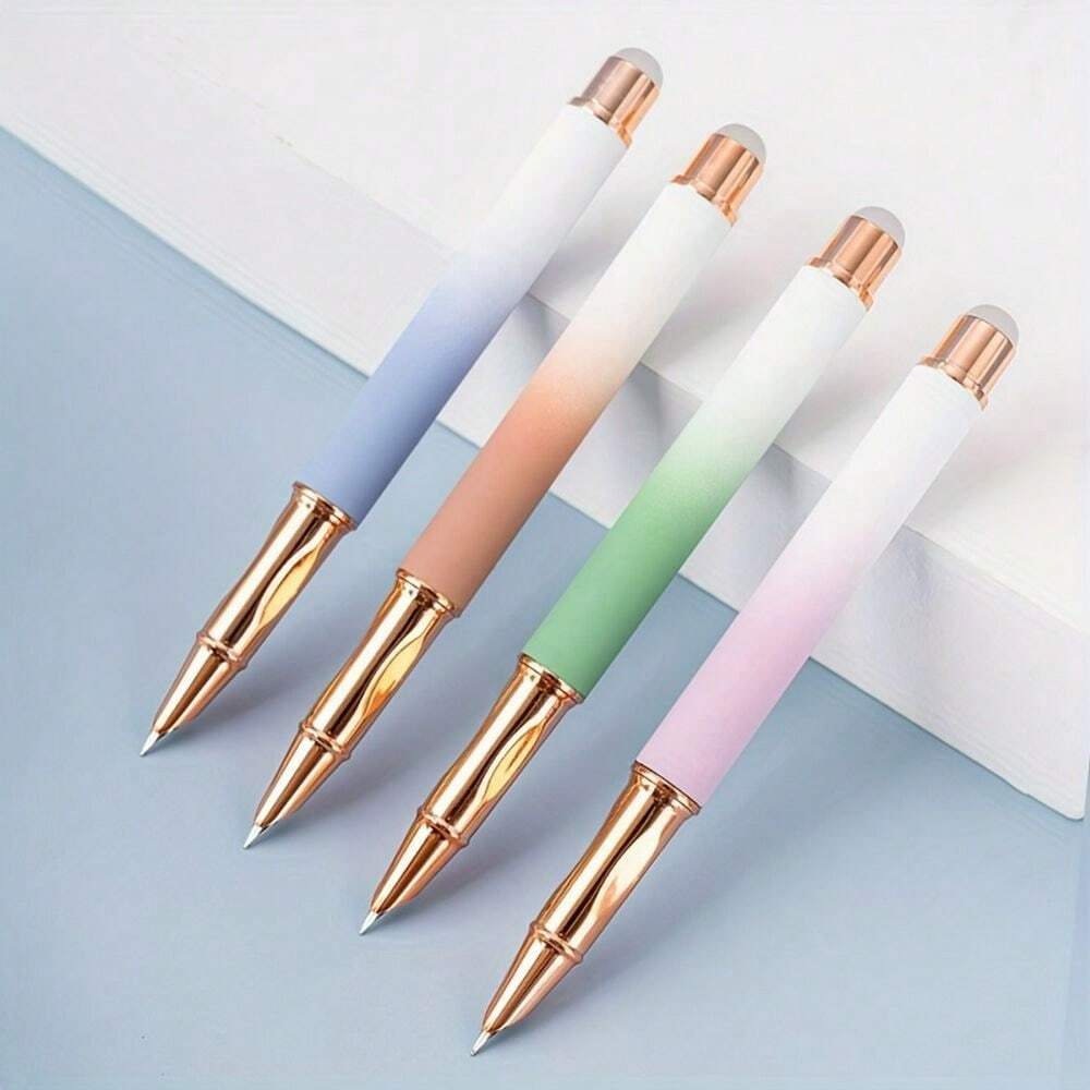 4pcs/Set Student Erasable Metal Ballpoint Pens, 0.38mm Fine Point