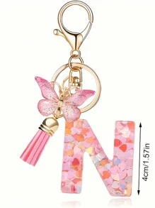 1pc Monograma Letra Inicial Chaveiro Bonito Borboleta Chaveiro Anel Para Carteira Bolsa Fone De Ouvido Estojo Presente Chaveiro Acessórios Pequenos Presentes Y2K