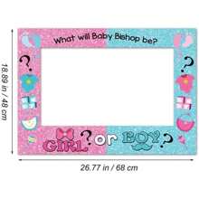 1pc Gender Reveal Birthday Party Handheld Photo Paper Frame, Pink Photobooth Prop, Party Supplies Birthday Shower Party Decoration,Christmas