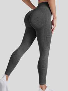 3条装女士无缝高腰瑜伽裤，吸湿排汗，提臀，日常及运动穿着，扎染设计紧身裤 - 彩色 - 查看 6