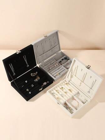 1 st modesmyckeskrin med lock för flickor och kvinnor - smyckesförvaringsfodral för ringar, örhängen, armband