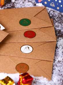 1pc New Exquisite Christmas/Thanksgiving Gift Card, Christmas Card With Blessings & Message, 6 Color Options, Kraft Paper Envelope Included, Double-Sided Printing, Smooth Writing, Suitable For Christmas & Thanksgiving Greetings