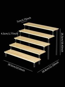 1 件木制阶梯式展示架,多层木制阶梯式活动人物香水化妆品收纳架 - 米色 - 查看 17
