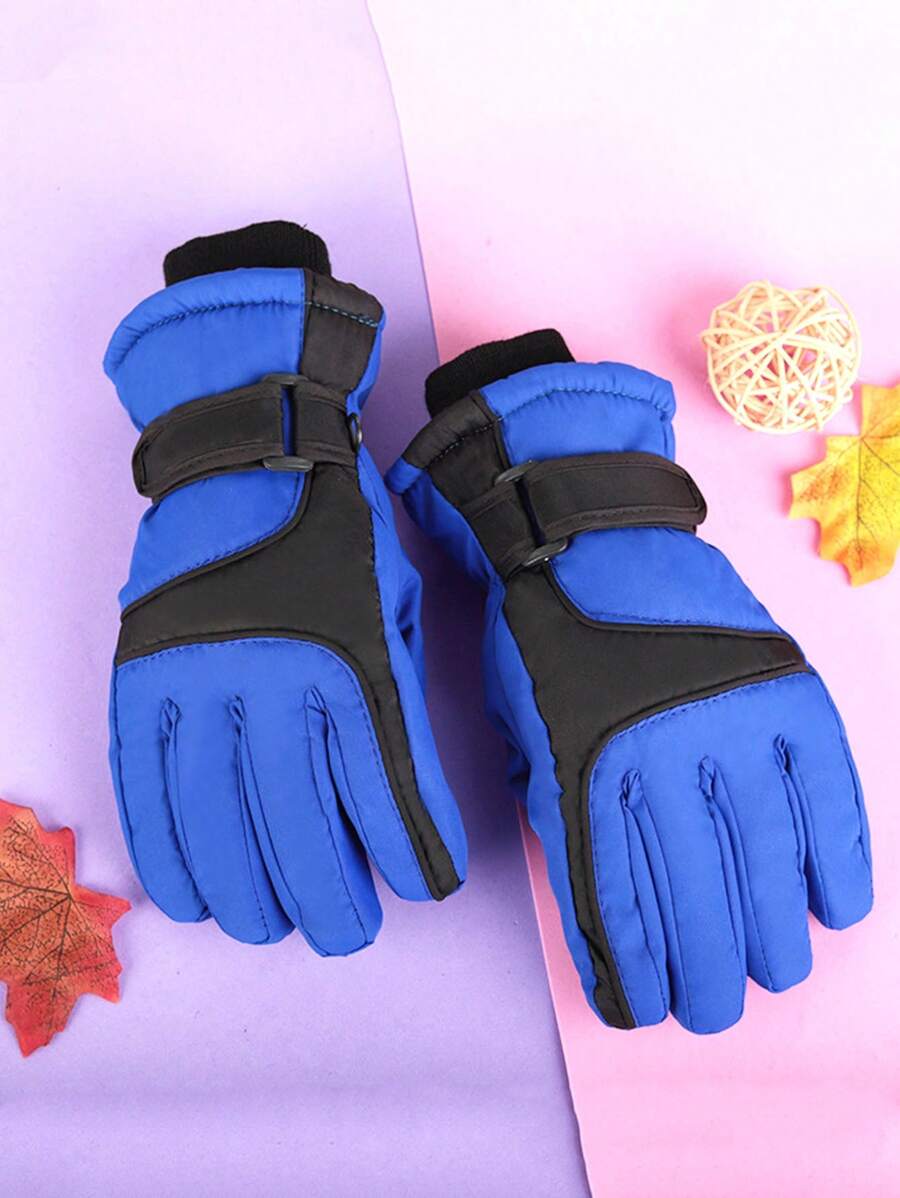Một đôi găng tay trượt tuyết dày chống thấm nước và lạnh cho trẻ em, chống gió và chống trượt, găng tay trượt tuyết và tuyết ấm áp, đồ dùng mùa đông - Nhiều màu - Xem 1
