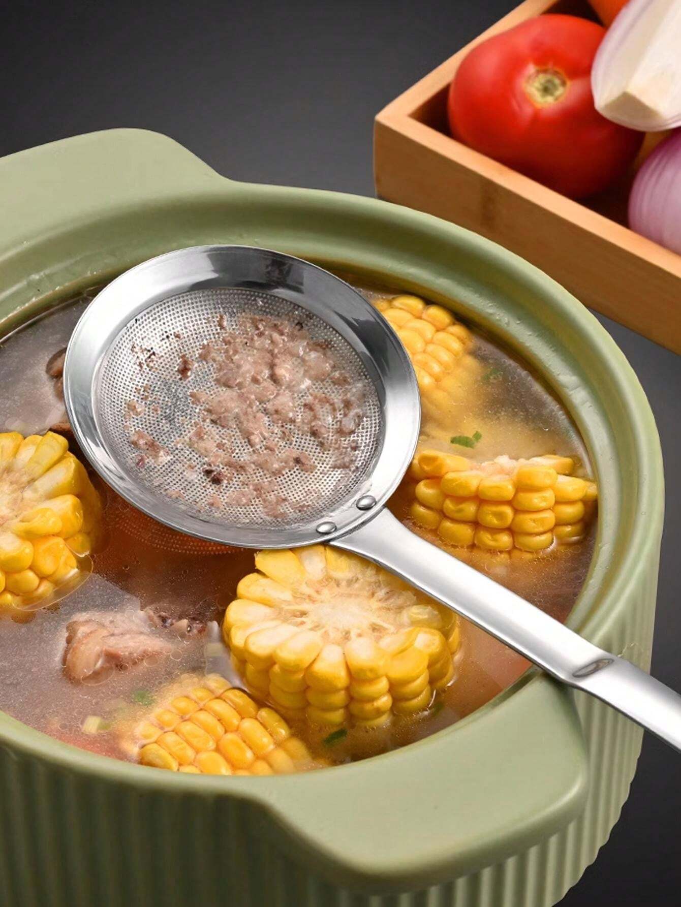 304 Stainless Steel Scum Skimmer Ladle, Kitchen Oil Skimmer Strainer