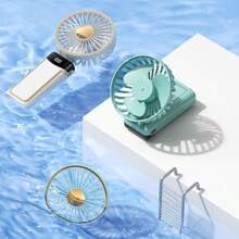 Digital Display Mini Portable Fan Household Digital Small Electric Fan Portable USB Rechargeable Foldable Fan-X026B - 藍色 - 查看 7