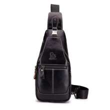 Genuine Leather Sling Bag For Men Women Multi-Pocket Chest Bag Crossbody Daypack Shoulder Bag Purse Water Resistant Lightweight - 黑色 - 查看 2