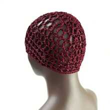 1个超透气网状钩编发网，时尚简约设计，手工钩编，夜间佩戴舒适，全头包裹式专业花朵发网袋，多功能日常头巾，女性完美护发方案 - 彩色 - 查看 3