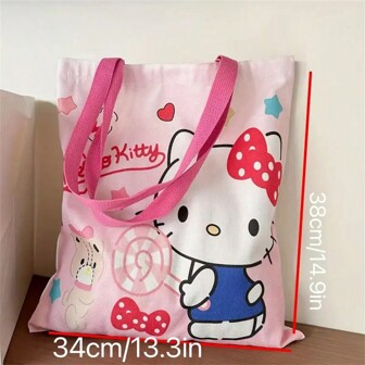 1pc Cute Cartoon Large Capacity Handbag Shopping Storage Bag Tutoring Bag,Boho Vibes