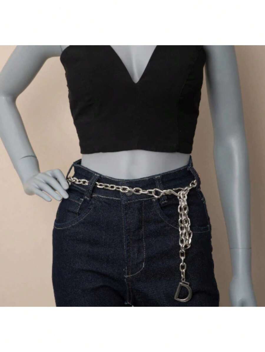 Women's Belt Metal Chain Fashion Launch - Model W30 - 銀色 - 查看 1