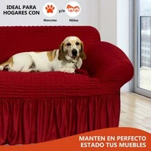 Protector Cubre Sala Stretch Fit Falda Bubble 3 Piezas - Rojo violeta - Ver 5