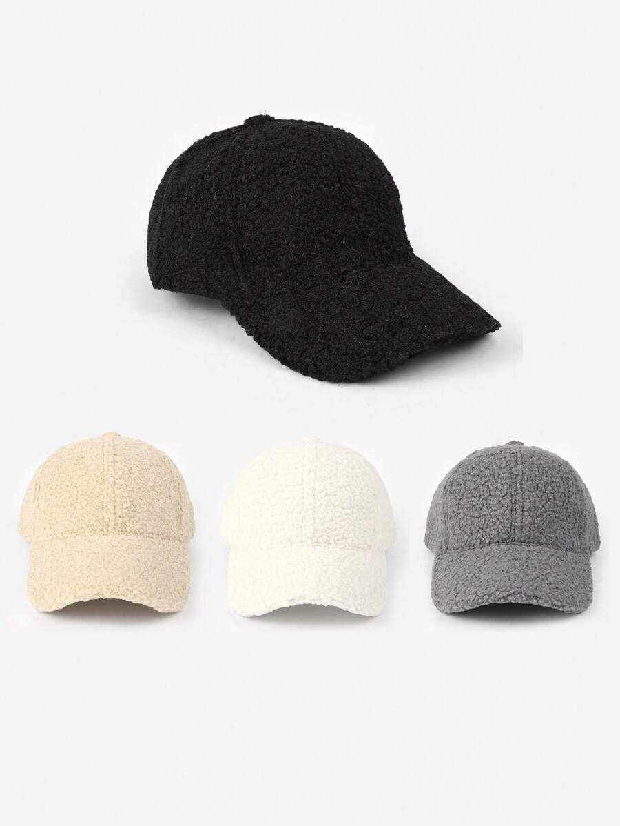 1pc New Women Winter Plush Baseball Cap, Solid Color Casual Snapback Hat, Fashionable & Versatile, Suitable For Large Head Circumference, Warm & Suitable For Outdoor Activities, Travel, Work