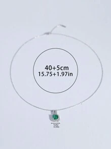 1 pieza Collar colgante con Marco cuadrado de plata de ley 925 chapado en oro blanco, circonita cúbica y esmeralda de laboratorio, estilo lujoso y vintage de palacio, cadena para clavícula, adecuado como regalo para el Día de San Valentín, aniversario de bodas, Navidad, Acción de Gracias, para novia, esposa, madre, abuela