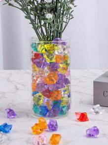 50 Stück Fake Eissteine, Künstliche Eiswürfel Fake Eis Klare Acryl Kunststoff Zerkleinerte Eissteine als Vase Füllung, Fake Kristalle und Edelsteine für Basteleien, Geburtstag - Verschiedenfarbig - Übersicht 8