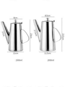 1pc Thick Stainless Steel Cold Water Pitcher With Flat Lid, Hotel/Tea Pot, Long Spout, Large Capacity Juice Carafe