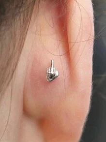 2pcs Novel Funny Finger & Palm Decor Cartilage Earrings, Suitable For Women Everyday Wear