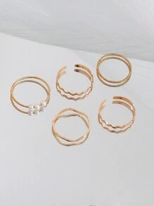 多件套韩式简约指节戒指，多种设计可选，温柔优雅的配饰，夏季日常佩戴珠宝礼物 - 戒指套裝 - 查看 14