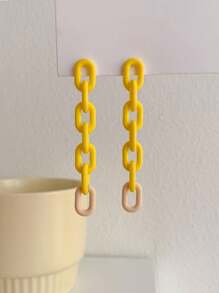 1 Pair Casual Multi-Color Chain Drop Earrings - Multicolor - View 7