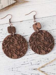1 Coppia Di Orecchini Pendenti In Legno A Foglia - Design Stile Vintage Autunnale Per Donne | Perfetti Per Uso Quotidiano E Vacanze
