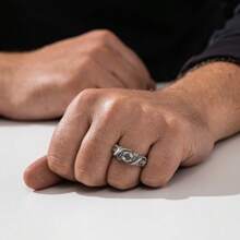 哥特式蛇眼骷髅结婚戒指，哥特式自然蛇形男士戒指，复古雕刻承诺戒指，男士独特丈夫珠宝