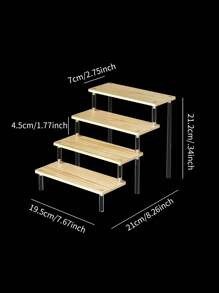 1 件木制阶梯式展示架,多层木制阶梯式活动人物香水化妆品收纳架 - 米色 - 查看 12