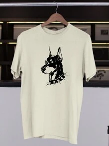 Dobermann Old School T-Shirt Stylish Skate Streetwear Skater Tumblr Various Colors 100% Cotton - 米色 - 查看 2