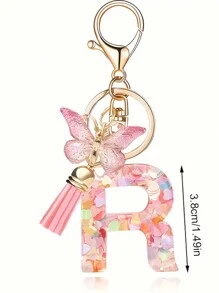 1pc Monograma Letra Inicial Chaveiro Bonito Borboleta Chaveiro Anel Para Carteira Bolsa Fone De Ouvido Estojo Presente Chaveiro Acessórios Pequenos Presentes Y2K