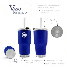 ANDROMEDA INC Vaso Térmico Para Bebidas Calientes O Frías Con Tapa Hermética 840 ml (30oz) Termo Acero Inoxidable - Azul - Ver 6