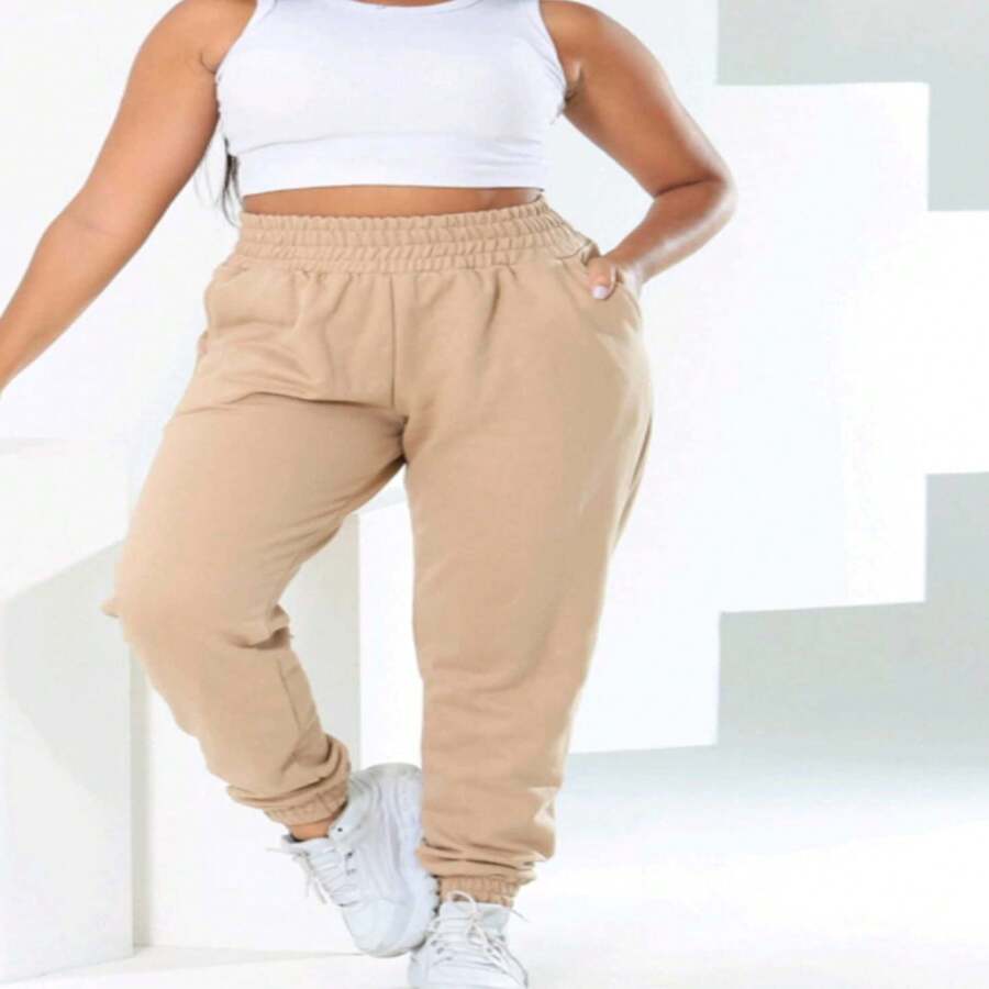 Women's High Waist Jogger Pants Super Trend: Modern And Stylish Available In Sizes: S, M, L, XL And XXL. - Màu Khaki - Xem 1