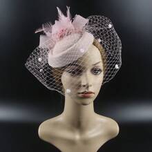 1 Pc Retro Fascination Hat Women Flower Mesh Sinamay Feathers Fedoras Hat Headband Hair Clip Cocktail Tea Party Headwewar Mini Hat Tiny Hat Derby Hat Mini Cap