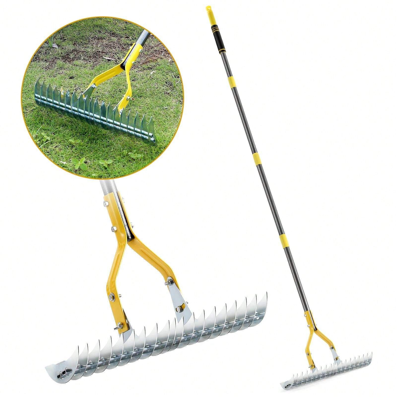 Thatch Rake, 15Nch Lawn Thatching Rake, Robust Dethatcher Rake